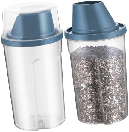 Pet Food Storage Container Airtight 2 Pack 1000ml PP Blue Handle Groove