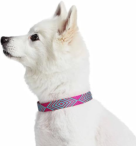 Blueberry Pet Southwestern Tribal Lozenges French Pink Adjustable Dog Collar with Metal Buckle, Neck 19.5-26", for Large Breed