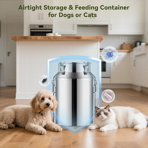 Newget 13lb Stainless Steel Dog Food Storage Container with Scoop, 13lb, Stainless Steel, Stainless steel