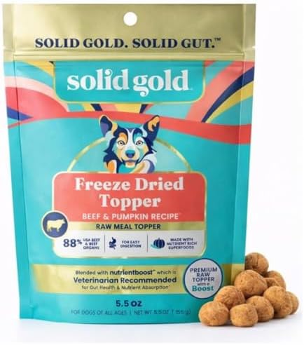 Solid Gold Freeze Dried Dog Food Topper & Treats, Beef, Picky Eaters, 5.5oz