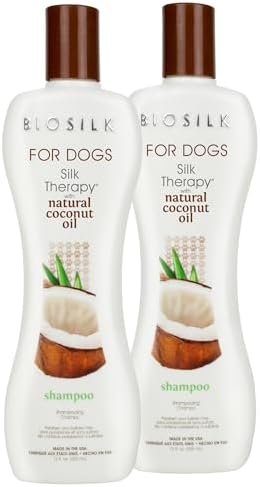 BioSilk for Dogs Silk Therapy Shampoo, with Coconut Oil, 12 Fl Oz, 2-Pack | Sulfate and paraben free, pH balanced, made in the USA, suitable for regular bathing