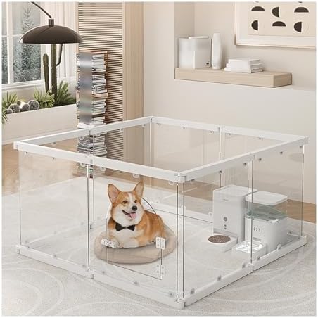Acrylic Puppy Playpen, Safety Non-Slip Pet Gate, DIY Shape Combination for Indoor Use, Secure Transparent Dog Fence, 14-Piece Set