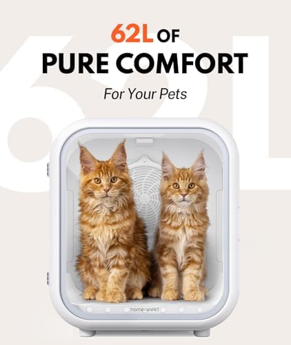 HomeRunPet Automatic Pet Dryer Box, 62L Ultra Quiet Cat Dryer (Drybo Pro) | Vet-Trusted Safety Design, Patented Fresh Air System, Smart Temperature Control, 360° Even Drying for Large Cats & Small Dogs