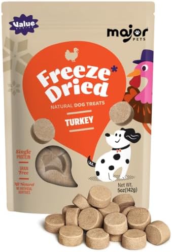 MAJOR PETS 5oz Turkey Freeze Dried Grain Free Dog Treats Made in USA