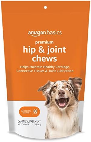 Amazon Basics Premium Dog Hip & Joint Supplement Chews with EPA and DHA, 60 Count (Previously Solimo)