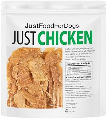 JustFoodForDogs Single Ingredient Jerky Dog Treats - Chicken Breast, 5oz