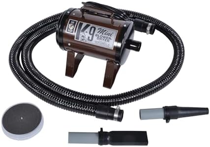Electric Cleaner Company ECC Mini K-9 High-Velocity Dog Dryer – Portable Pet Blow Dryer with 2 Speeds, 10' Hose & Tips, Brown