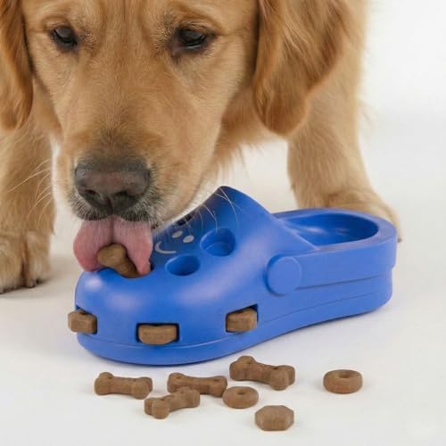 Fuzzl Shoe Dog Toy Puzzle Treat Toy – Natural Rubber Chew Toy – Durable, Interactive Enrichment Feeder – Eco-Friendly, Non-Toxic & Dishwasher Safe – Blue