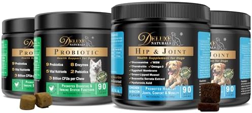4-Pack Dog Wellness Bundle – 2 × Probiotic Soft Chews & 2 × Hip and Joint Soft Chews – Digestive, Immune, Mobility & Joint Support for Dogs – 90 Count Each