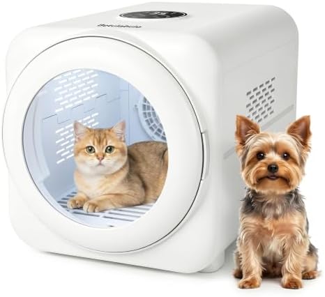Automatic Pet Dryer Box, 360 Fast Dry Cat Dryer for Small Dogs | Ultra Quiet,26–45 Deg C Temp Control,3 Adjustable Wind Speed Settings,3 Million Negative Ions,55L Large Capacity for Cats