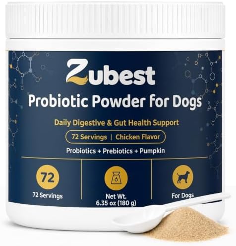 Zubest Probiotics for Dogs, Powder with Prebiotics, 4.2B CFU, 72 Servings