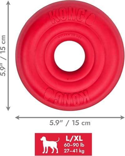 KONG Donut Dog Toy, Natural Rubber Chew Toy, for Large/X-Large Dogs | Durable KONG Natural Rubber Chew & Fetch Toy That Promotes Healthy Teeth & Gums with a Fun Bounce & Easy Roll