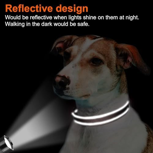Joytale Reflective Dog Collar, Adjustable Neoprene Padded, Brown L