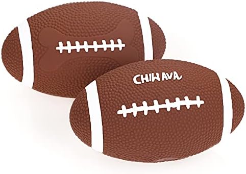 CHIWAVA 2PCS 6" Squeaky Latex Dog Toy Ball Football for Medium Large Dogs | Interactive Rugby Toys for Indoor & Outdoor Fetch and Throw, Squeeze Squeak Play