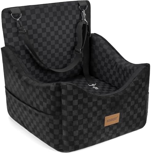 JOEJOY Elevated Dog Car Seat, Small/Medium Up to 35 lbs, Memory Foam Booster, Black