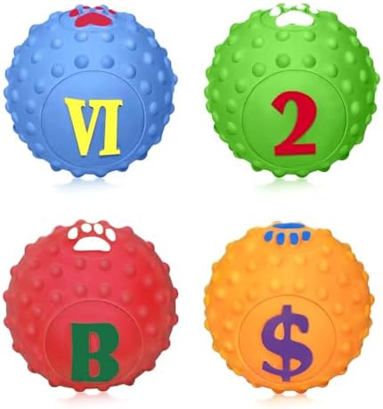 SCHITEC Squeaky Puppy Toys, 2'' Interactive Latex Squeak Dog Ball Toy, [4 Pack] Soft Rubber Bouncing Fetch Play Pet Balls for Mini Breed Small Dogs Puppies | Squeak Dog Toy, Soft Rubber Spiky Ball, 2” Mini Size, Built-in Squeaker, Bouncing Texture, Int...