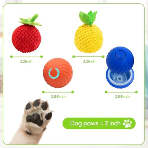 2 PCS Interactive Dog Ball, Automatic Rolling & Bouncing Pet Toy with 3 Durable Outer Covers Yellow Orange, Smart Dog Toy for Small Medium Puppies, Not Suitable for Large Dogs (Blue & Orange Balls)