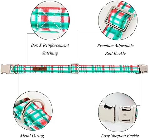 Lionet Paws Christmas Dog Collar with Flower, Dog Flower Collar with Metal Buckle for Dogs and Cats, Adjustable Comfortable Dog Collar Girl Gift, S, Neck 10-16 in