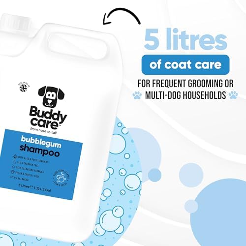 Bubblegum Dog Shampoo by Buddycare | Deep Cleansing Shampoo for Dogs | Bubblegum Scented | with Aloe Vera and Pro Vitamin B5 (169.07oz)