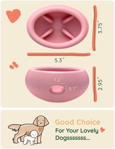 2-in-1 Dog Enrichment Toy & Slow Feeder - Interactive Freeze Licking Bowl and Treat Dispenser for Dogs, Relieves Boredom and Anxiety (5.3" x 3.75" x 2.95", Pink)
