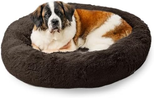 Best Friends by Sheri Calming Donut Dog Bed, X-Large, Dark Brown, 45"x45"