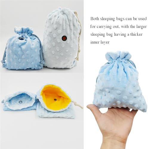 3 Pack Sugar Glider Tote Plush Sleeping Pouches & Anti Bite Mitten (Blue)