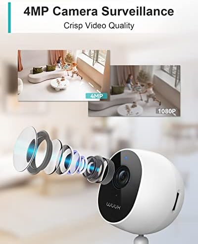 WUUK 4MP Indoor Wired Security Camera, Baby Monitoring, No Subscription
