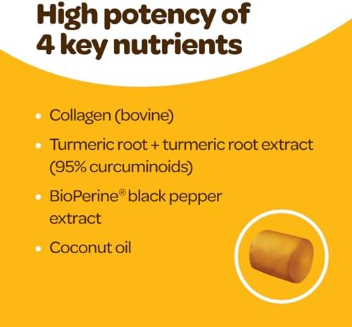 Turmeric for Dogs Soft Chews | Hip and Joint Chews for Dogs Comfort & Mobility with Collagen for Dogs | Dog Joint Supplement for All Ages Breeds & Sizes | NASC Certified & Made in The USA | 60 Chews