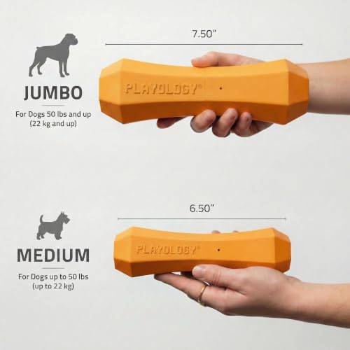 Playology Squeaky Chew Stick - Scented Dog Toy - Jumbo, Cheddar Scent | Rubber Construction, All Natural Scent, Durable Design
