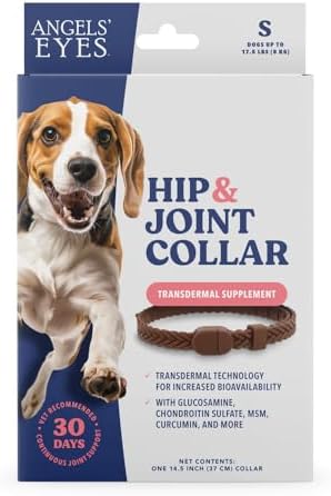 ANGELS' EYES Hip + Joint Mobility Collar for Dogs with Glucosamine, Chondroitin, MSM, and More | Convenient & Easy | 30 Days of Continuous Support | Water Resistant (Small)