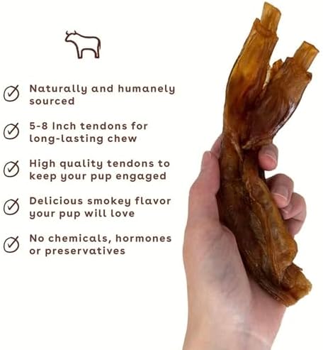 Pupford Beef Tendons for Dogs & Puppies, Teething Chew (Turbo, 5 Count)