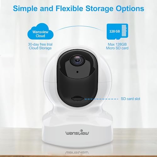 wansview Home Security Camera, Baby Camera 2.4G WiFi Only, Q5 3MP White
