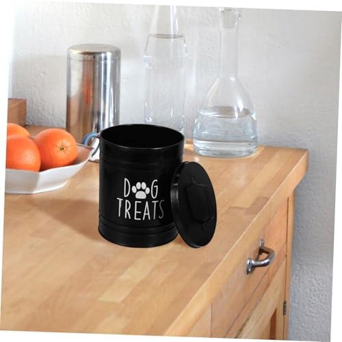 KICHOUSE Dog Food Storage with Airtight Metal Lid Treats Holder for Food Bin Space-saving, 1-Pack, 1 Count, iron, Black