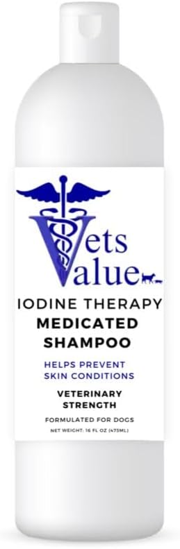 (Iodine Therapy) Helps Alleviate Scaly, Greasy, red Skin Pet Shampoo for Dogs & Cats - Grooming Essentials, Mild Cleansing Coat Wash for Clean, Fresh-Smelling Fur & Healthy-Looking Shine, 16 fl oz