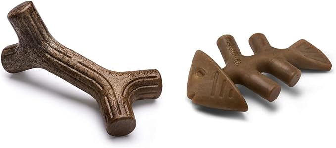 Benebone Maplestick and Fishbone Durable Dog Chew Toys for Aggressive Chewers, Made in USA