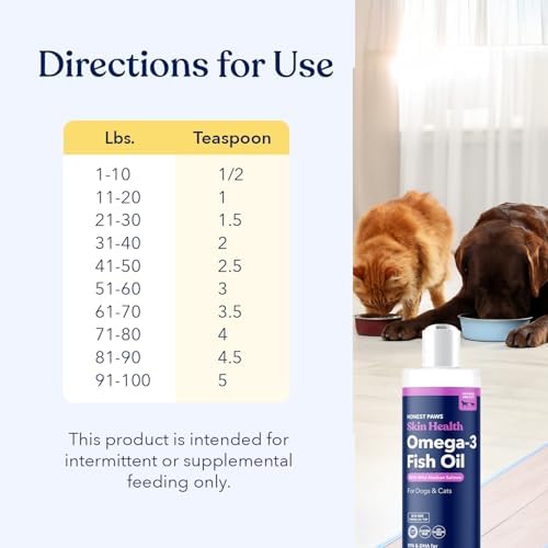Honest Paws Salmon Oil for Dogs & Cats – Omega 3 Fish Oil Supplement for Skin, Coat, Joint & Heart Health – Natural, Sustainably Sourced Wild Alaskan Salmon, 16 oz (Pack of 2)