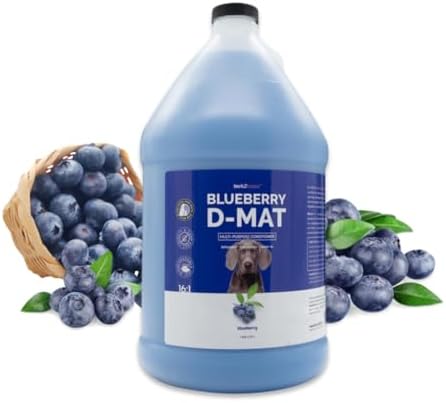Bark2Basics Blueberry D-Mat Dog Conditioner and Pet Detangler, 1 Gallon | 16:1 Concentrate, Loosens Tough Mats and Tangles, Use as Leave In, Aids Deshedding, Dematting Wash, Groomer Grade, USA Made