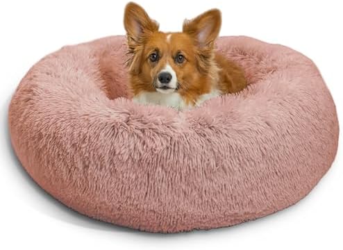 Best Friends by Sheri Calming Donut Dog Bed, Medium, Dusty Rose, 30"x30"