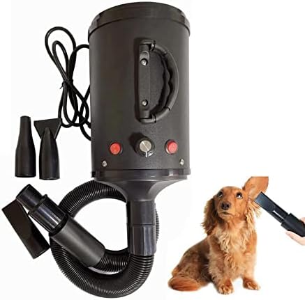 Dog Hair Dryer, High Velocity Pet Hair Force Dryer Adjustable, Dog Grooming Dryer with Heater Dog Blow Dryer for Small Medium Large Dogs Cats Pets,Black