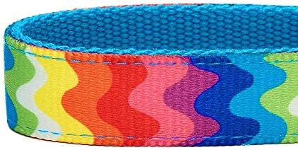 Blueberry Pet Rainbow Ripple Dream Adjustable Dog Collar with Blingy Décor, Neck 9-12.5", for Small Breed