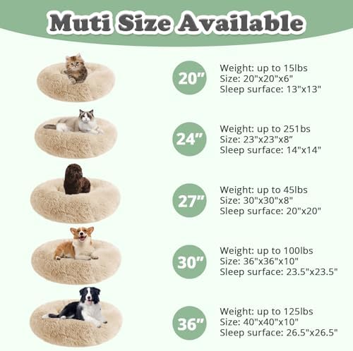 JOLLYVOGUE 23" Calming Donut Dog & Cat Bed
