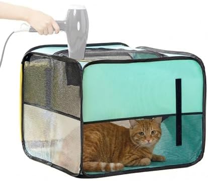 Cat Bath Cage, Lightweight Foldable Cat Dryer Box for Most Scenarios