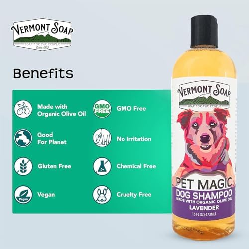 VERMONT SOAP Organic Pet Shampoo, Lavender Natural Dog Shampoo, 16 oz