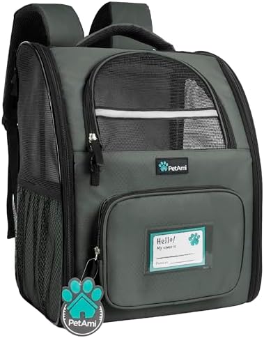 PetAmi Dog Backpack Carrier, Up to 18 lbs, Dark Grey