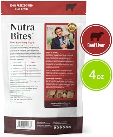 ULTIMATE PET NUTRITION Nutra Bites Freeze-Dried Dog Treats, Beef Liver