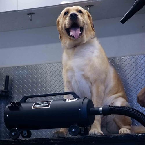 METROVAC MB-3 Air Force Blaster Pet Dryer, Professional Blower, Efficient Cleaner, 4.0 Peak HP Twin Fan Motors 120V, 10 Ft Commercial Hose, 2 Speed