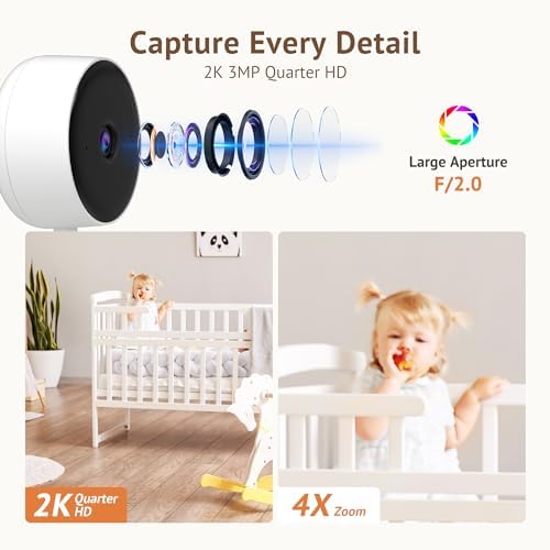 Girafit 3MP 2K Indoor Camera 5GHz & 2.4GHz,Indoor Home Security Cameras for Baby/Elder/Dog/Pet Camera with Phone app, Motion Detection, 2-Way Talk, US Cloud & SD Card Storage