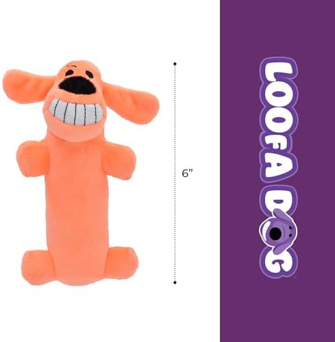 Multipet Original Loofa Dog Plush Toy - Squeaky Toy for All Dogs - Extra Soft Plush - Stuffed Animal Dog Toys for Playing (1 Count, 6”, Random Color Surprise)