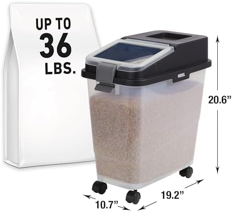 Mighty Tuff Airtight Dog Food Storage Container, Up to 36 lbs, White