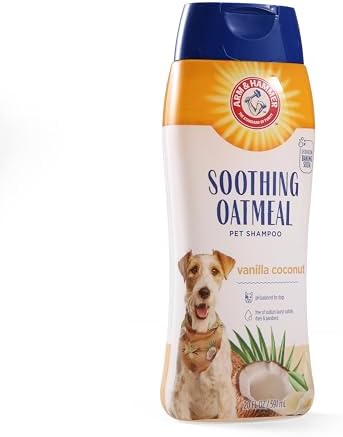 Arm & Hammer Soothing Oatmeal Dog Shampoo, Vanilla Coconut, 20 Fl Oz, 6-Pk | Baking soda formula, moisturizing oatmeal, vanilla coconut scent, pH balanced for dry skin
